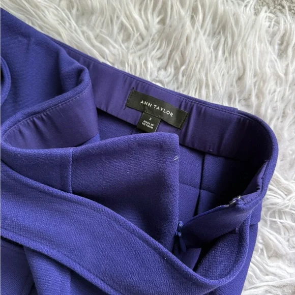 Ann Taylor Belted Purple A-Line Skirt - Picture 6 of 6